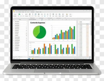 Laptop Displaying Financial Charts And Graphs PNG