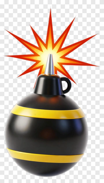 Cartoon Bomb With Explosive Flares PNG
