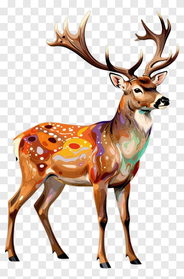 Colorful Deer With Artistic Patterns PNG