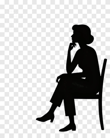 Silhouette Of A Woman Sitting Thoughtfully PNG