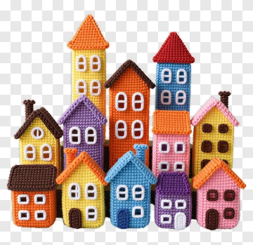 Colorful Felt Houses PNG