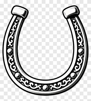 Decorative Horseshoe With Ornate Design PNG