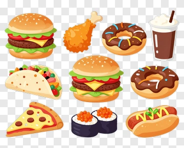 Colorful Fast Food Collection PNG