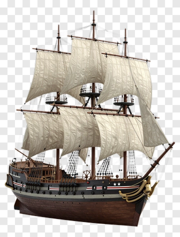 Sailing Ship With White Sails PNG