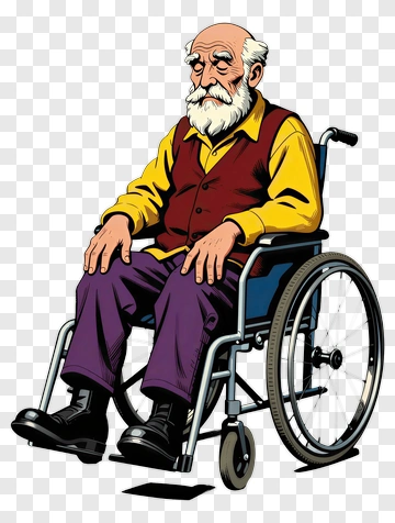 Cartoon Elderly Man In Wheelchair PNG