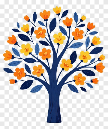 Colorful Tree With Flowers PNG