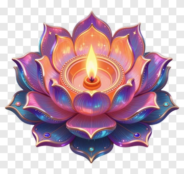 Colorful Lotus Candle PNG
