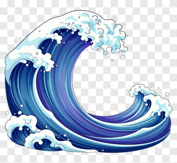 Cartoon Wave With Foam PNG