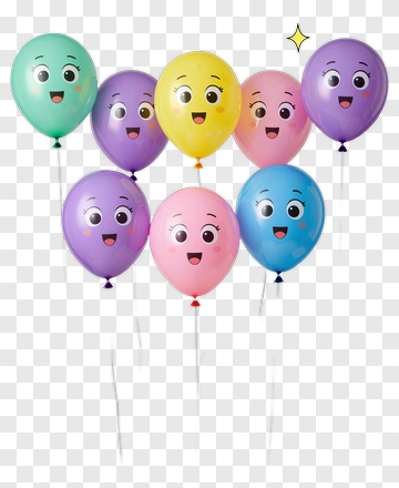 Colorful Balloons With Smiling Faces PNG