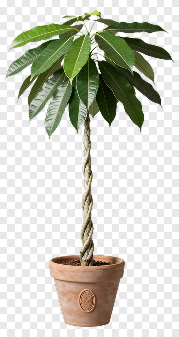 Potted Ficus Tree With Large Leaves PNG