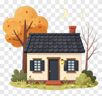 Cartoon House Surrounded By Trees PNG