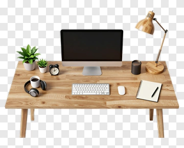 Modern Desk Setup With Computer And Accessories PNG