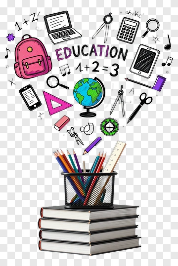 Education Concept With School Supplies And Learning Symbols PNG