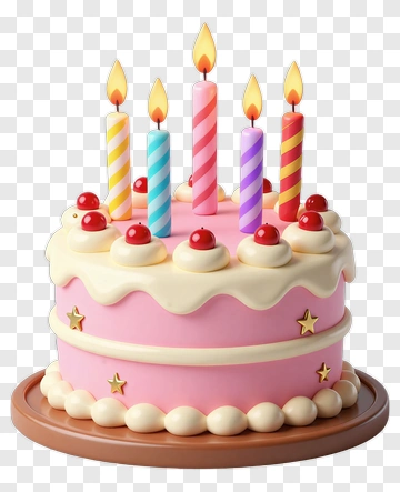 Birthday Cake With Colorful Candles PNG