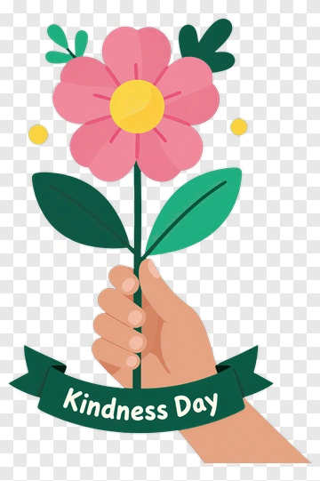 Hand Holding A Pink Flower For Kindness Day PNG