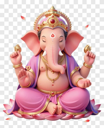 Cartoon Ganesha Sitting On A Lotus PNG