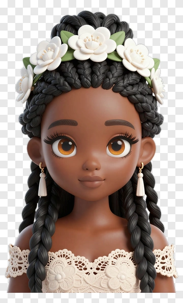 3D Girl With Flower Crown PNG