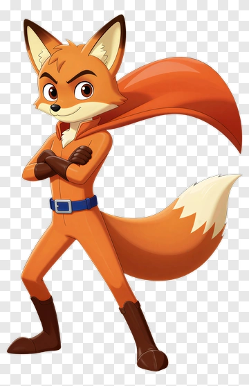 Cartoon Fox Character Standing Confidently PNG