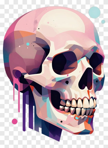 Colorful Skull Illustration PNG