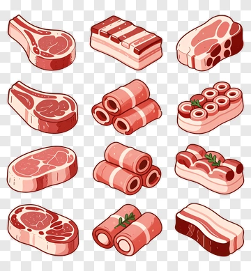 Variety Of Meat Cuts PNG