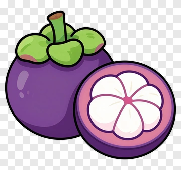 Cartoon Mangosteen Fruit With Open Slice PNG