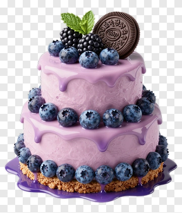 Purple Berry Cake With Cookies And Mint PNG