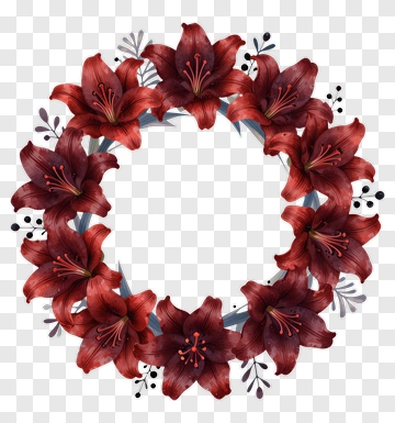 Red Floral Wreath PNG