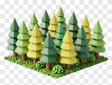 Colorful 3D Tree Forest PNG