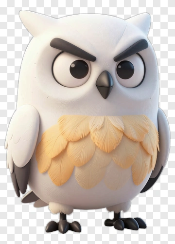 3D Cartoon Owl Character PNG