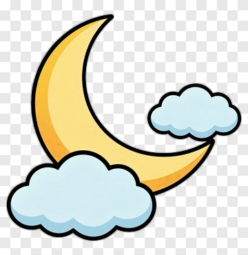 Cartoon Moon With Clouds PNG