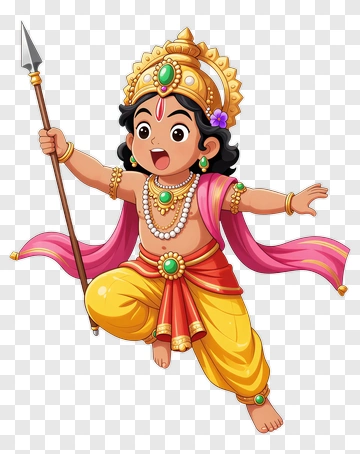 Cartoon Hindu God Holding A Spear PNG