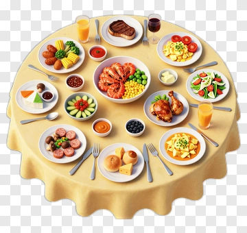 Delicious Feast On A Dining Table PNG