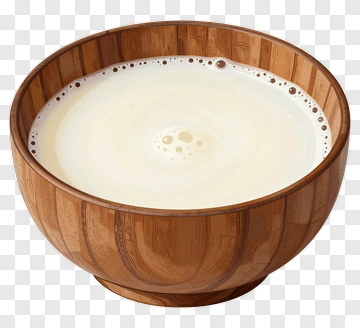 Wooden Bowl Filled With Milk PNG