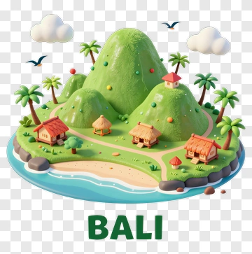 3D Bali Island Landscape PNG
