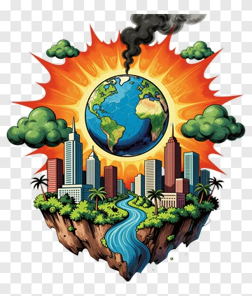 Colorful Earth Surrounded By City And Nature PNG