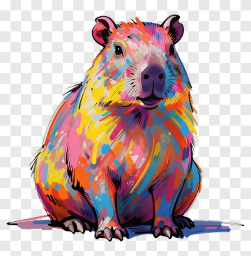 Colorful Capybara Illustration PNG