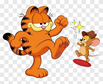 Cartoon Cat Kicking At Mouse PNG