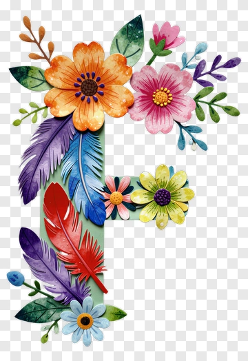 Colorful Floral Letter F PNG