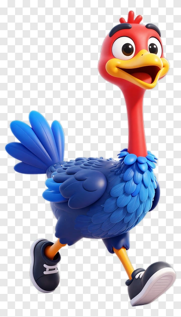 Cartoon Bird Walking Cheerfully PNG