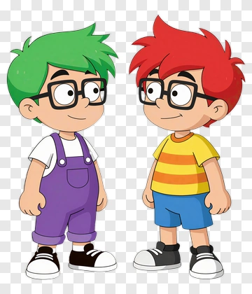 Cartoon Boys With Colorful Hair PNG