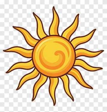 Cartoon Sun With Radiating Rays PNG
