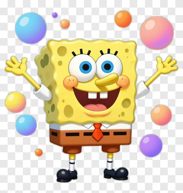 Spongebob Squarepants With Bubbles PNG