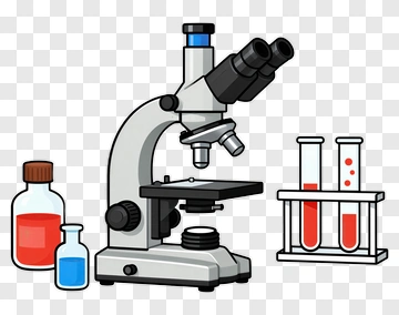 Microscope With Laboratory Equipment PNG