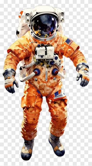 Astronaut In Orange Space Suit PNG