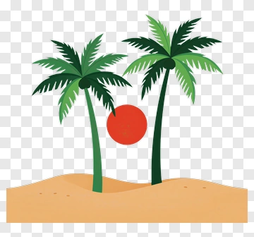 Palm Trees With A Red Sun PNG