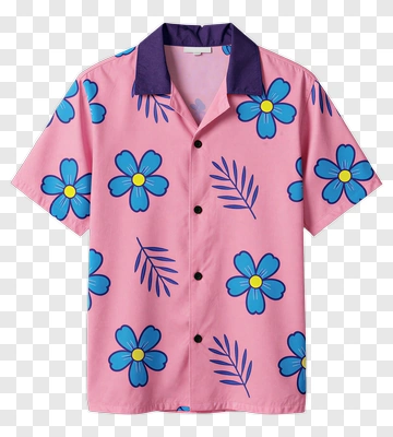 Floral Pink Short-Sleeve Shirt PNG