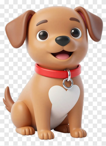 Cartoon Dog With A Heart-Shaped Marking PNG