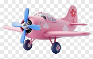 Pink Airplane With Flower Design PNG