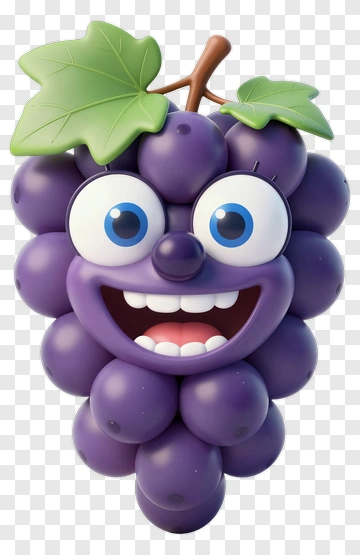Cartoon Grape Character With A Happy Expression PNG