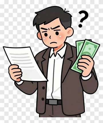 Confused Businessman Holding Money And A Document PNG